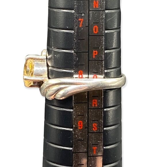 Sterling silver 925 twisted band with approximately 1.5 carat round citrine ring - Picture 6 of 7